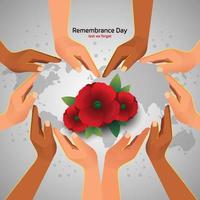 Remembrance day concept, Background with beautiful red poppies. Vector illustration, A poppy flower banner vector