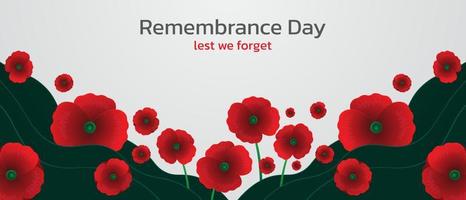 Remembrance day concept, Background with beautiful red poppies. Vector illustration, A poppy flower banner vector