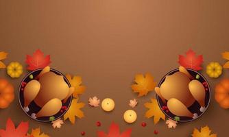 Thanksgiving day banner. Thanksgiving Day, festive dinner concept. Vector illustration for postcard, banner, card, poster, background.