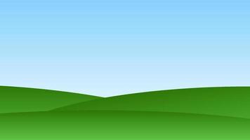 landscape cartoon scene with green hills and clear blue sky background vector