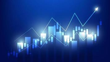 concepto de economía y finanzas. estadísticas de negocios financieros candelabros y gráfico de barras del mercado de valores vector