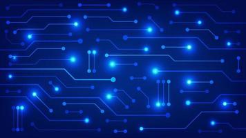 Hi tech digital circuit board. AI pad and electrical lines connected on blue lighting background. futuristic technology design element concept vector