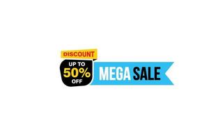 50 Percent MEGA SALE offer, clearance, promotion banner layout with sticker style. vector