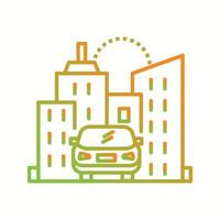 Beautiful Car in city Vector line icon