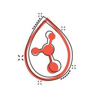 Acid molecule icon in comic style. Dna cartoon vector illustration on white isolated background. Amino model splash effect business concept.
