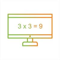 hermosa matemática en el icono de vector de línea de pantalla