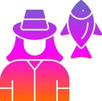 Fisherwoman Vector Icon Design