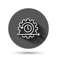 Agile icon in flat style. Flexible vector illustration on black round background with long shadow effect. Arrow cycle circle button business concept.