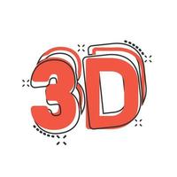 3d text icon in comic style. Word cartoon vector illustration on white isolated background. Stereoscopic technology splash effect business concept.