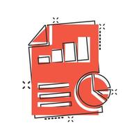 Financial statement icon in comic style. Document cartoon vector illustration on white isolated background. Report splash effect business concept.
