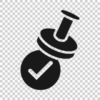 Approve stamp icon in flat style. Accept check mark vector illustration on white isolated background. Approval choice business concept.