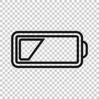 Battery charge icon in flat style. Power level vector illustration on white isolated background. Lithium accumulator business concept.