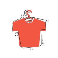 icono de camiseta en estilo cómico. ilustración de vector de dibujos animados de ropa casual sobre fondo blanco aislado. concepto de negocio de efecto de salpicadura de ropa de polo.