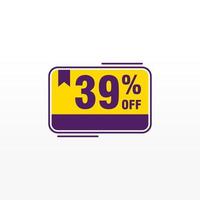 39 discount, Sales Vector badges for Labels, , Stickers, Banners, Tags, Web Stickers, New offer. Discount origami sign banner.