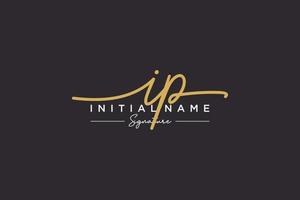 Initial IP signature logo template vector. Hand drawn Calligraphy lettering Vector illustration.