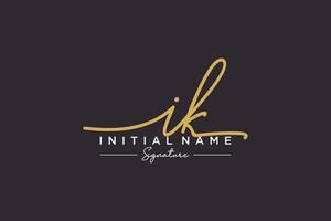 Initial IK signature logo template vector. Hand drawn Calligraphy lettering Vector illustration.