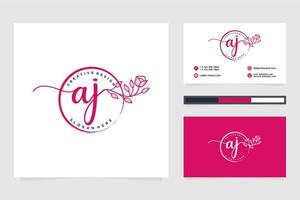 Initial AJ Feminine logo collections and business card templat Premium Vector