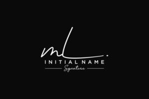 Initial ML signature logo template vector. Hand drawn Calligraphy lettering Vector illustration.