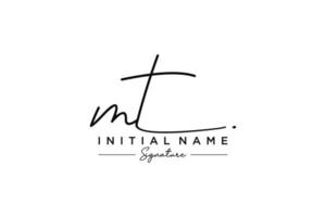 Initial MT signature logo template vector. Hand drawn Calligraphy lettering Vector illustration.