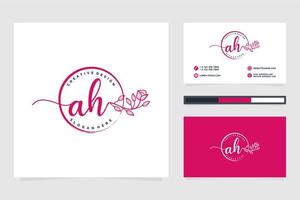 Initial AH Feminine logo collections and business card templat Premium Vector