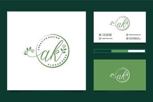 Initial AK Feminine logo collections and business card templat Premium Vector