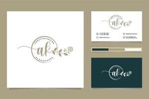 Initial AK Feminine logo collections and business card templat Premium Vector