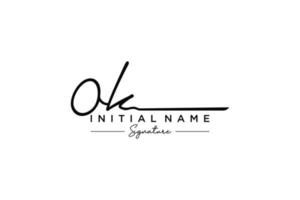 vector de plantilla de logotipo de firma inicial ok. ilustración de vector de letras de caligrafía dibujada a mano.