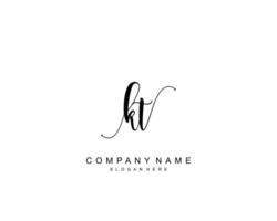 Initial KT beauty monogram and elegant logo design, handwriting logo of initial signature, wedding, fashion, floral and botanical with creative template. vector