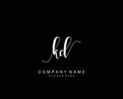Initial KD beauty monogram and elegant logo design, handwriting logo of initial signature, wedding, fashion, floral and botanical with creative template. vector
