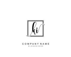 Initial KI beauty monogram and elegant logo design, handwriting logo of initial signature, wedding, fashion, floral and botanical with creative template. vector