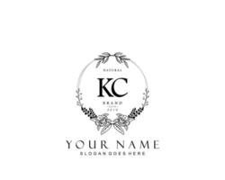 Initial KC beauty monogram and elegant logo design, handwriting logo of initial signature, wedding, fashion, floral and botanical with creative template. vector