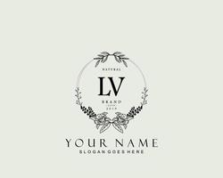 Initial LV beauty monogram and elegant logo design, handwriting logo of initial signature, wedding, fashion, floral and botanical with creative template. vector