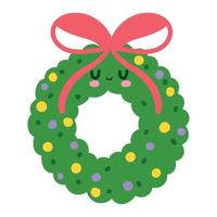 christmas wreath with bow vector