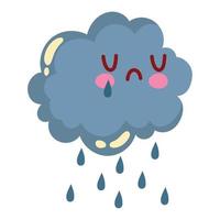 rainy cloud kawaii weather vector