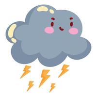 storm cloud kawaii weather vector