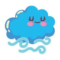 viento nube kawaii clima vector