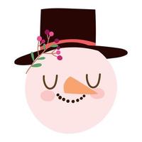 christmas snowman face vector