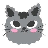 fluffy cat face vector