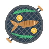 bbq grill and fish vector
