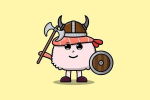 Cute cartoon character Sushi shrimp viking pirate vector