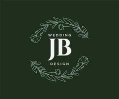 colección de logotipos de monograma de boda con letras iniciales jb, plantillas florales y minimalistas modernas dibujadas a mano para tarjetas de invitación, guardar la fecha, identidad elegante para restaurante, boutique, café en vector