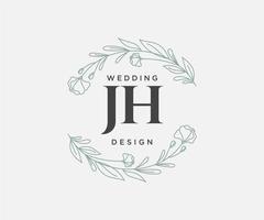 colección de logotipos de monograma de boda con letras iniciales jh, plantillas florales y minimalistas modernas dibujadas a mano para tarjetas de invitación, guardar la fecha, identidad elegante para restaurante, boutique, café en vector