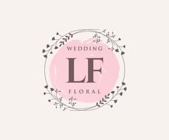 Plantilla de logotipos de monograma de boda con letras iniciales lf, plantillas florales y minimalistas modernas dibujadas a mano para tarjetas de invitación, guardar la fecha, identidad elegante. vector