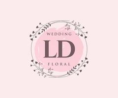 LD Initials letter Wedding monogram logos template, hand drawn modern minimalistic and floral templates for Invitation cards, Save the Date, elegant identity. vector