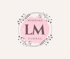 LM Initials letter Wedding monogram logos template, hand drawn modern minimalistic and floral templates for Invitation cards, Save the Date, elegant identity. vector