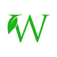 Initial W Luxury Leaf vector