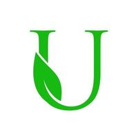 Initial U luxury leaf vector