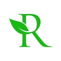 Initial R luxury leaf vector