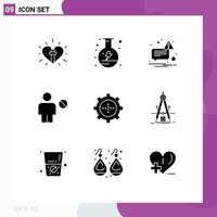 Pack of 9 Modern Solid Glyphs Signs and Symbols for Web Print Media such as devices denied flask body avatar Editable Vector Design Elements