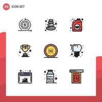 Modern Set of 9 Filledline Flat Colors and symbols such as free ecommerce bio trophy online Editable Vector Design Elements